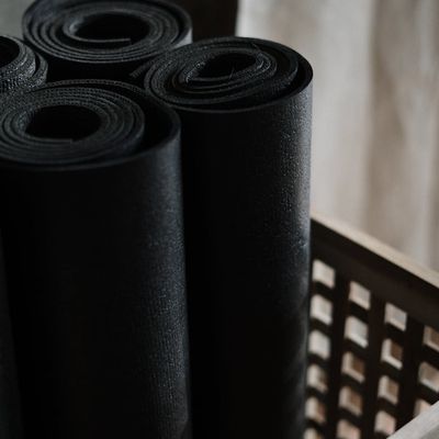 Soft light hitting a yoga mat.
